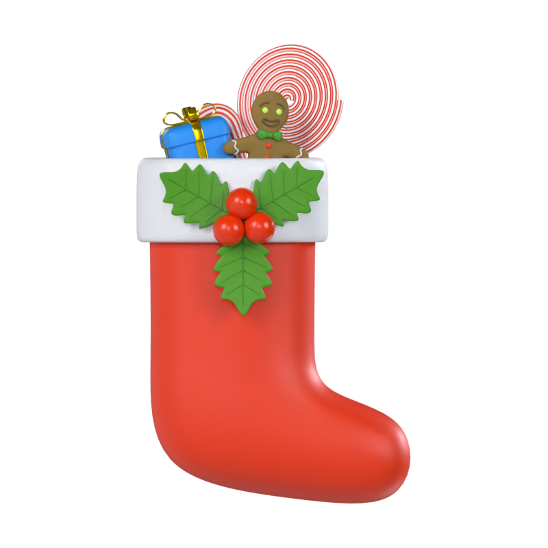 Modelo 3D de meia de Natal com presentes 3D Graphic