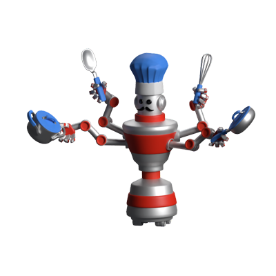 robot chef icono animado 3d 3D Graphic