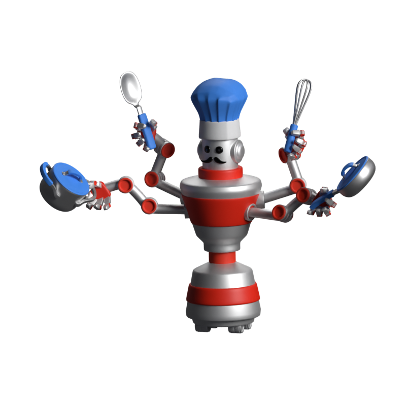 Ícone animado em 3D do Robô Chef 3D Graphic