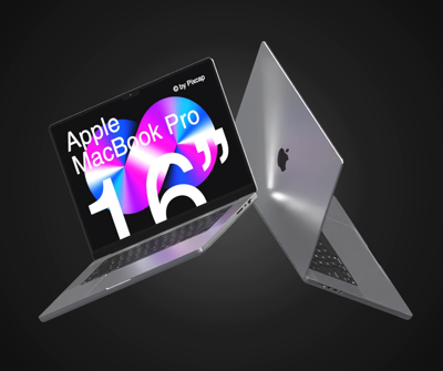 Two Opened Macbook Pro 3D Animated Mockup 3D Template