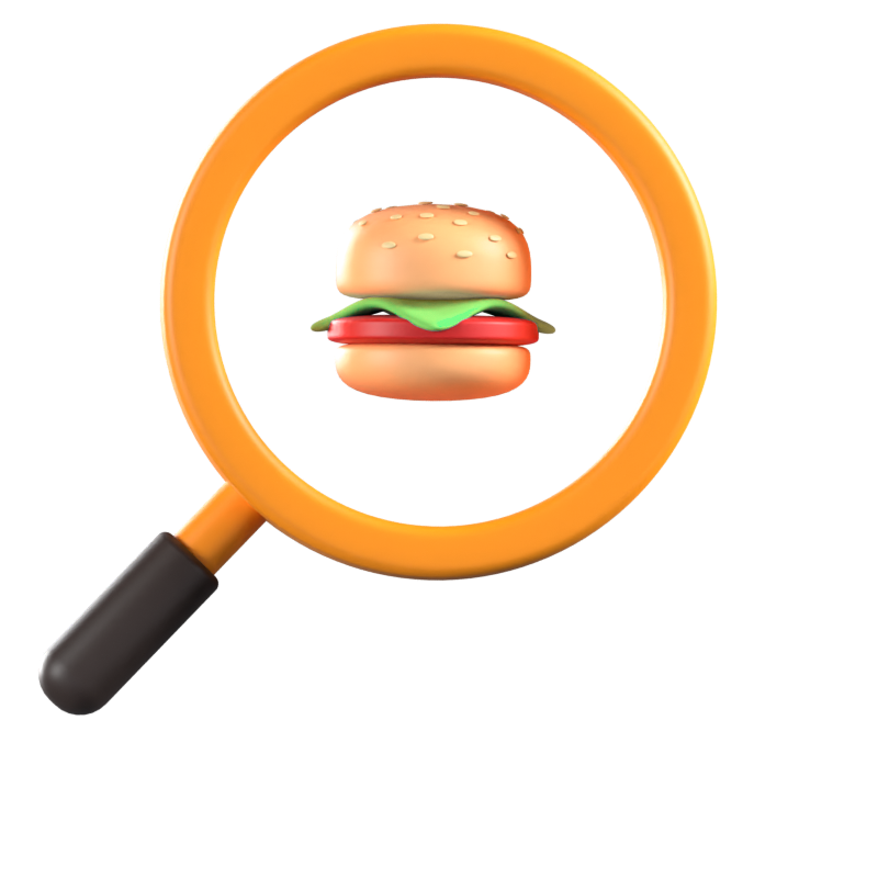 Searching Food Animated 3D Icon 3D Graphic