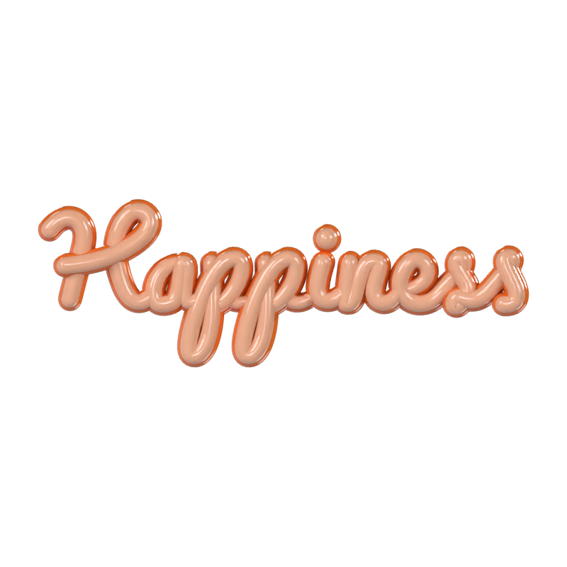 Happiness 3D Text 3D Graphic