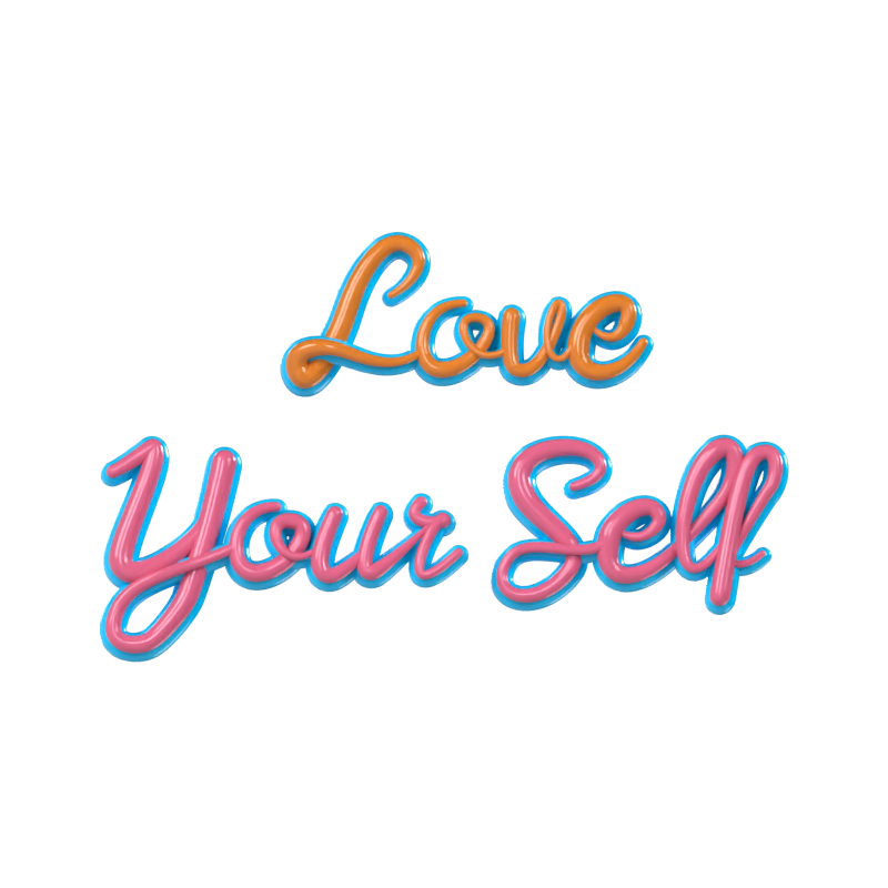 Texto em 3D "Love Your Self