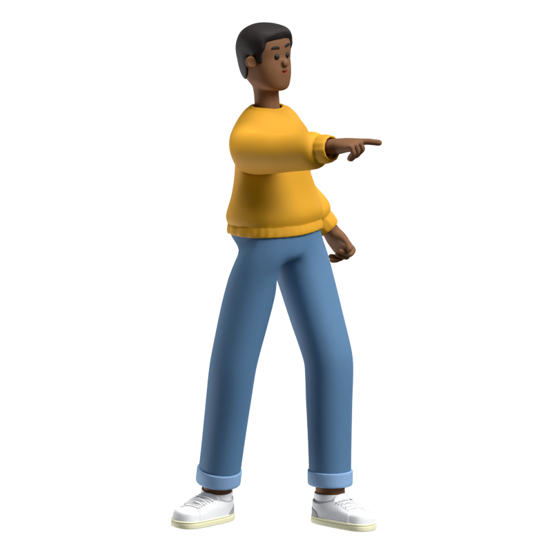 Fred Delivery App Zeigende 3D-Figur 3D Graphic