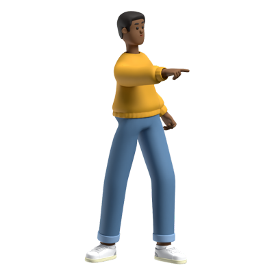 fred delivery app zeigende 3d-figur 3D Graphic