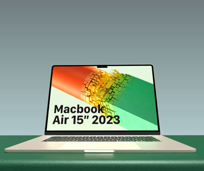 Macbook Air With Stage 3D Animated Mockup 3D Template