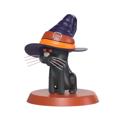 Black Cat Witch Hat 3D Model 3D Graphic