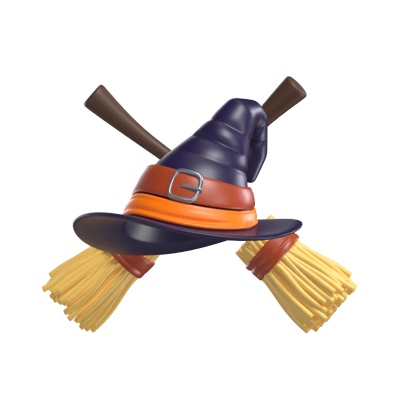 Witch Hat And Broom Stick 3D Model 3D Graphic