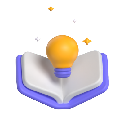 Open Book And Bulb 3D Illustration 3D Graphic