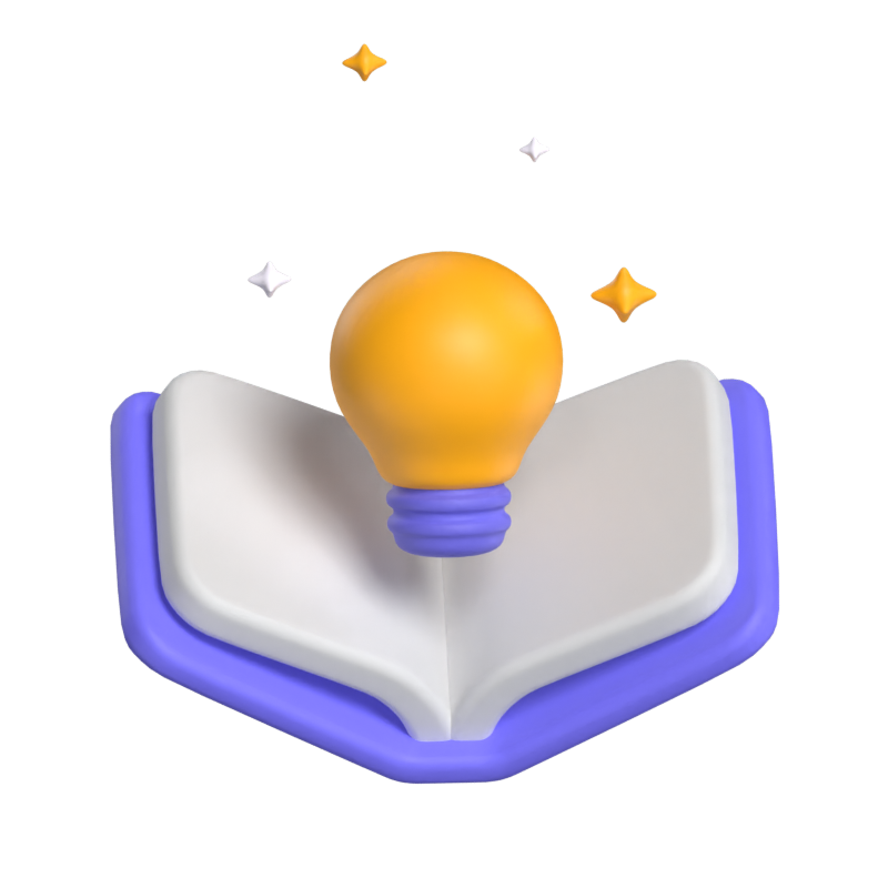 Open Book And Bulb 3D Illustration 3D Graphic