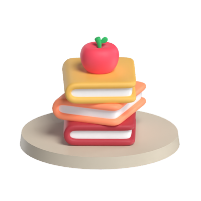 Books And Apple 3D Illustration 3D Graphic