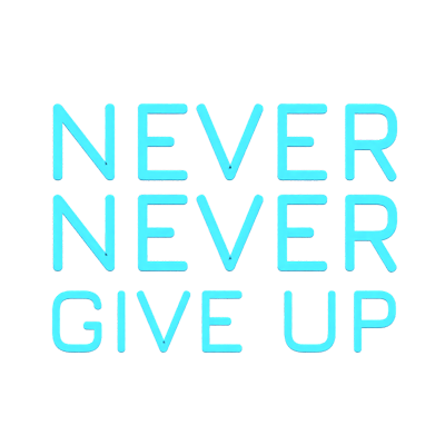 texto em 3d "never give up 3D Graphic