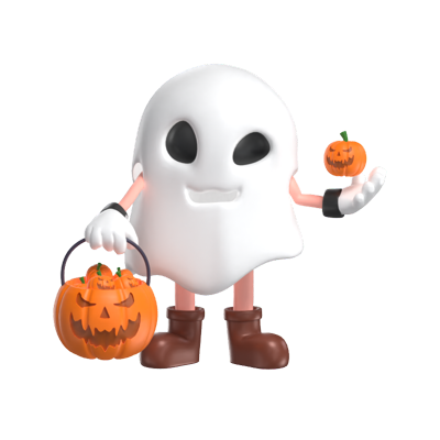 Halloween Ghost Pumpkin In Hand 3D Model 3D Graphic