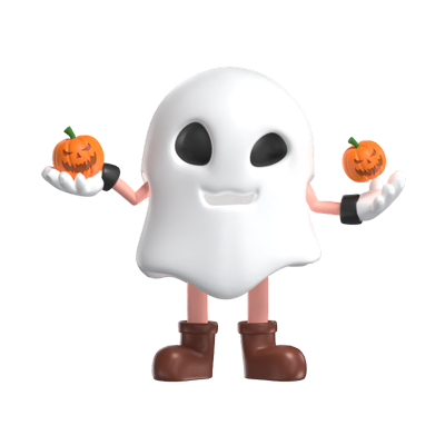 Fantasma de Halloween con calabaza pequeña Modelo 3D 3D Graphic