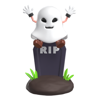 Halloween Ghost Sitting On A Tombstone 3D Model 3D Graphic