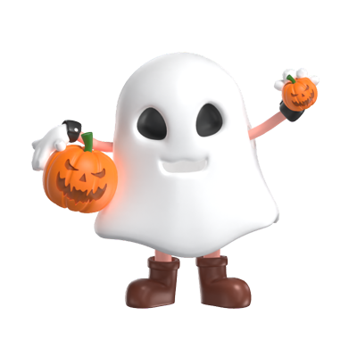 Halloween Ghost Give Pumpkin 3D Model 3D Graphic