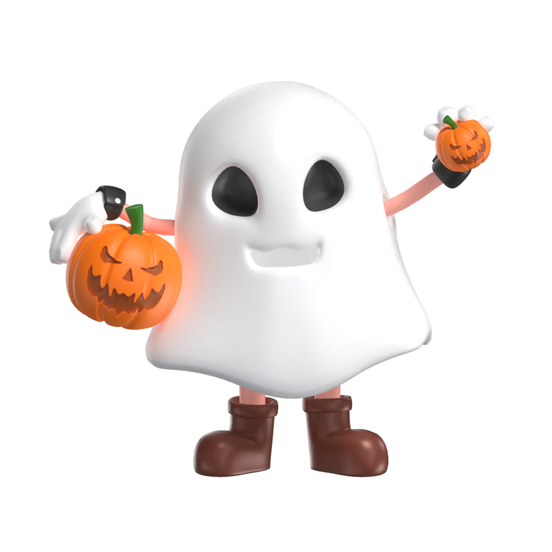 Halloween Ghost Give Pumpkin 3D Model 3D Graphic