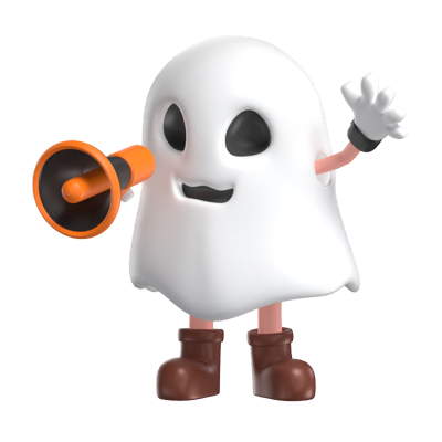 fantasma de halloween con megáfono modelo 3d 3D Graphic