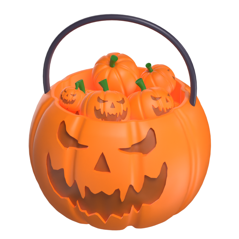 Pumpkins Basket With Small Pumpkins 3D Model 3D Graphic