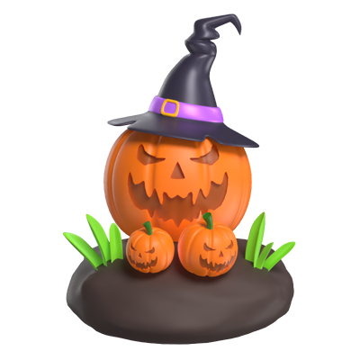 Set Halloween Pumpkin 3D Model 3D Graphic