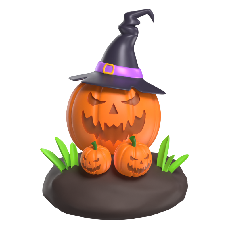 Set Halloween Pumpkin 3D Model