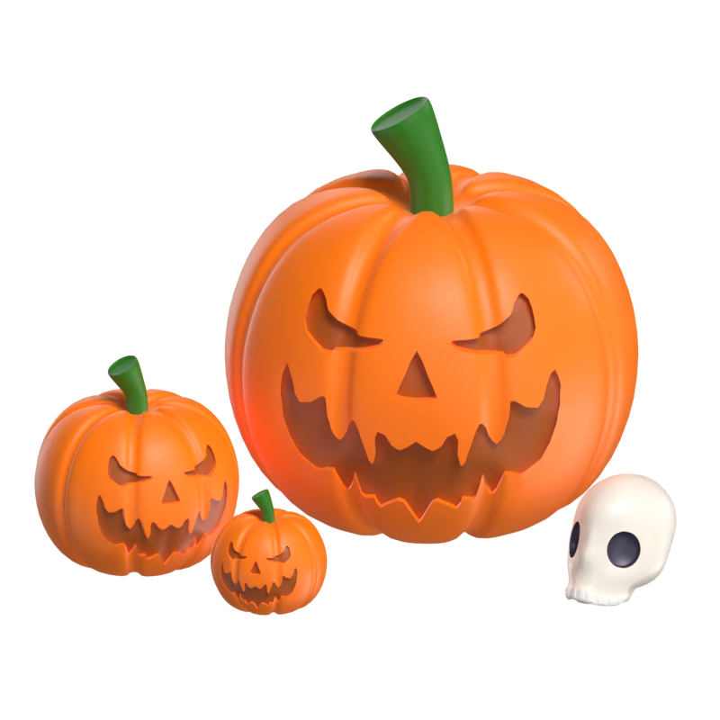 Pumpkin & Skull Halloween 3D Model 3D Graphic