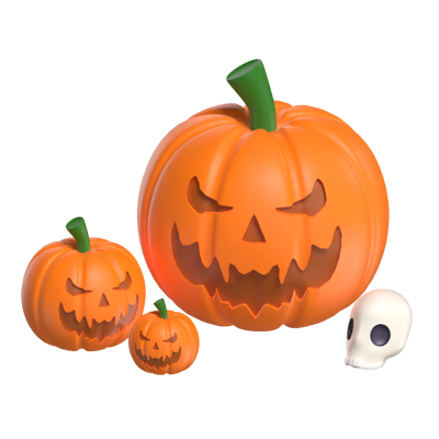 Kürbis & Totenkopf Halloween 3D Modell 3D Graphic