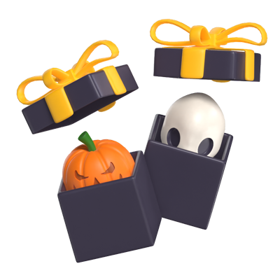 Pumpkin & Skull Giftbox 3D Model 3D Graphic