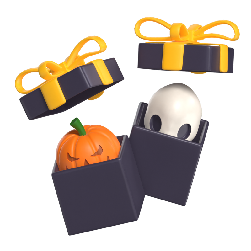 Pumpkin & Skull Giftbox 3D Model 3D Graphic