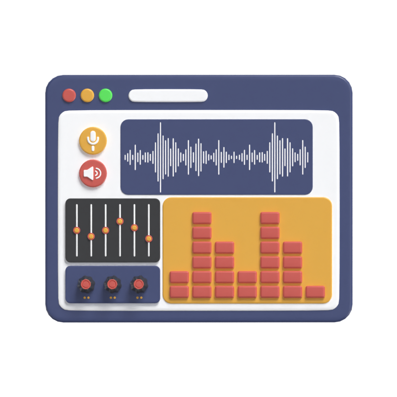 Sound Editing Interface 3D Modell 3D Graphic