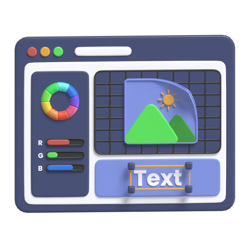 Interface de edição de imagens Modelo 3D 3D Graphic