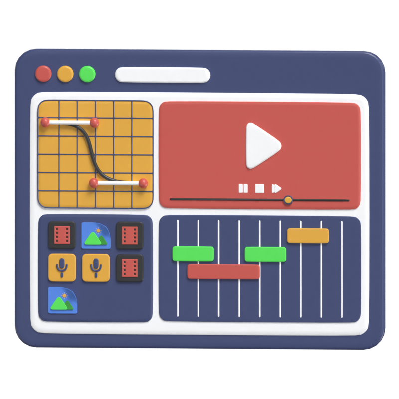 Video Editing Interface 3D Model 3D Graphic