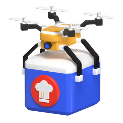 modelo 3d de entrega de alimentos por drone 3D Graphic