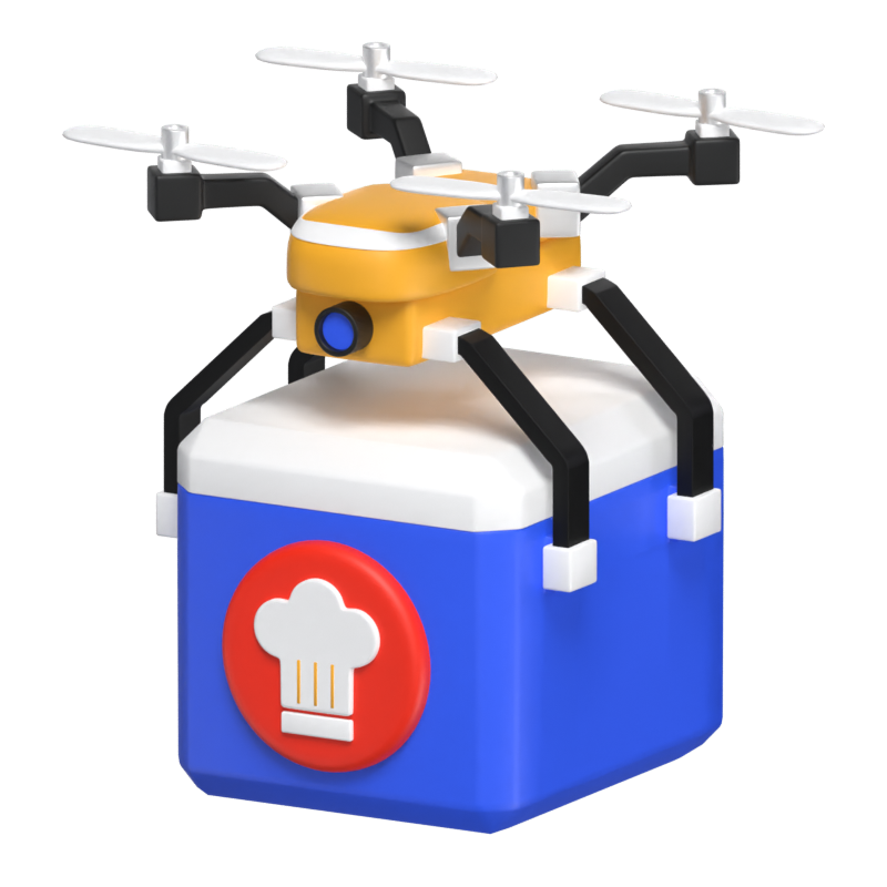 Modelo 3D de entrega de alimentos por drone 3D Graphic