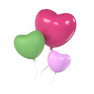 Multiple Heart Balloons 3D Model 3D Graphic