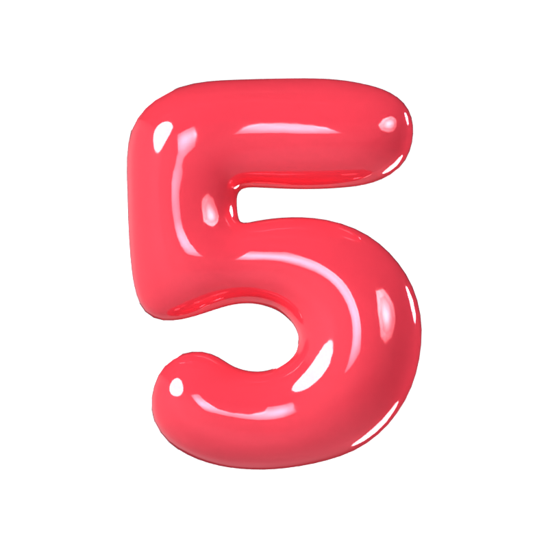 5 Number 3D Model