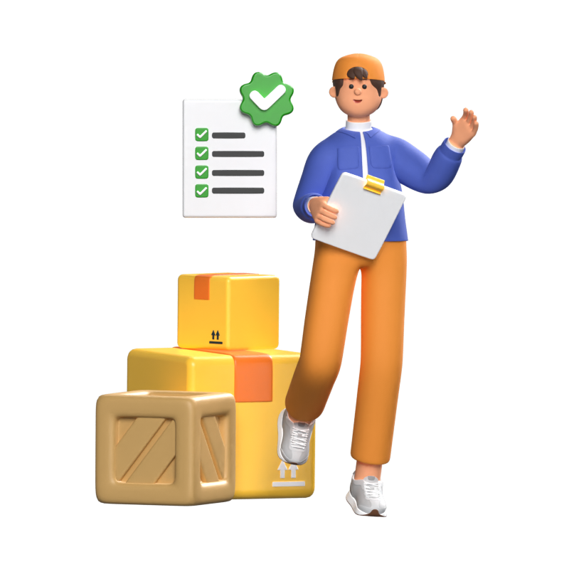 Boy With Parcel Delivered 3D Illustration