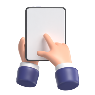 Finger Tapping On Tablet Portrait Screen 3D Model 3D Graphic