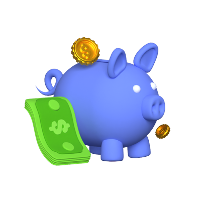 Saving Money 3D Illustration Depicting A Piggy Bank With Cash Money 3D Graphic