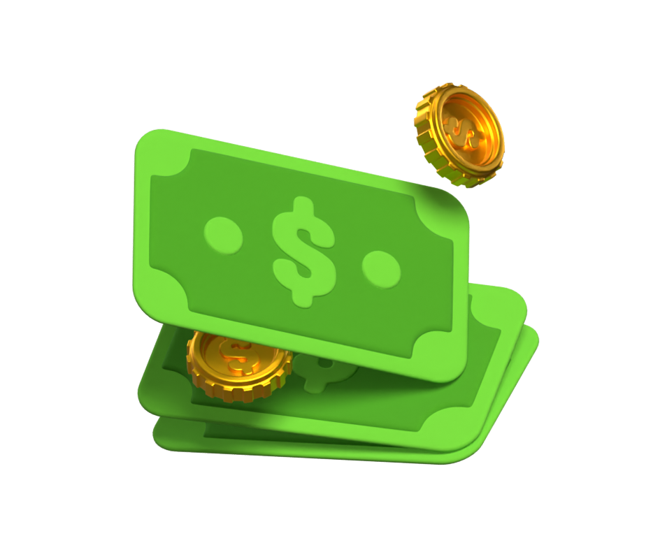 Banknotes And Coins 3D Illustration 3D Graphic