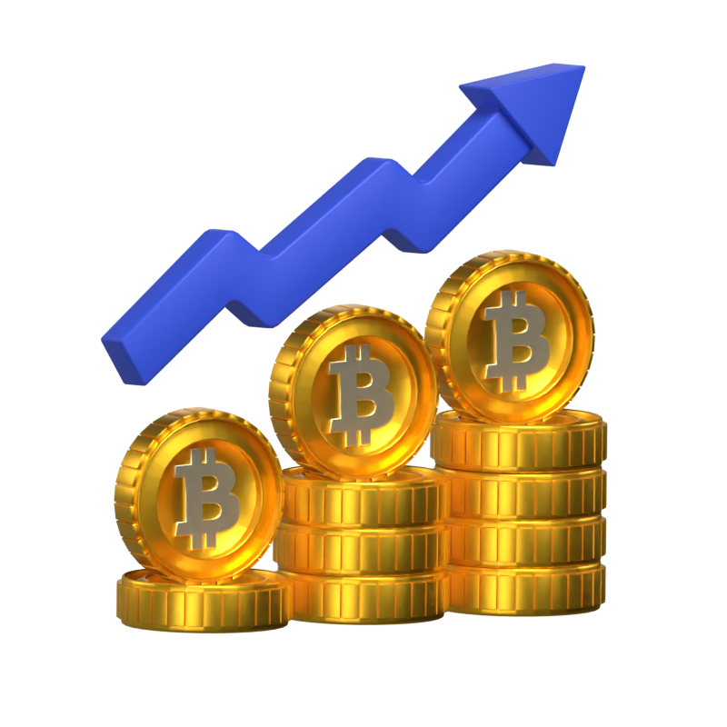 Financial Growth Featuring Coins And Arrow 3D Illustration 3D Graphic