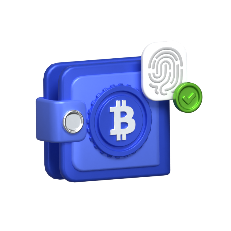 Electronic Wallet For Cryptocoins With Biometric Password 3D Illustration 3D Graphic