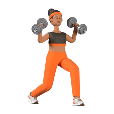 Girl Lifts Two Dumbbells 3D Illustration 3D Graphic