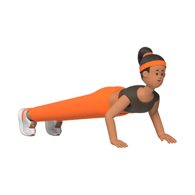 Girl Doing Push Up 3D Illustration 3D Graphic