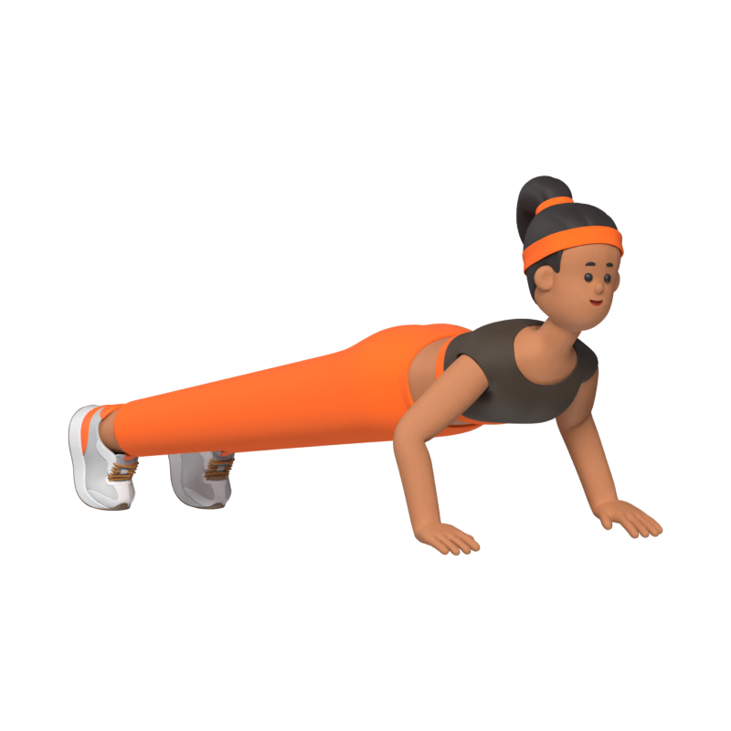 Chica haciendo flexiones Ilustración 3D