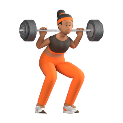 Girl Lifts Barbell 3D Illustration 3D Graphic