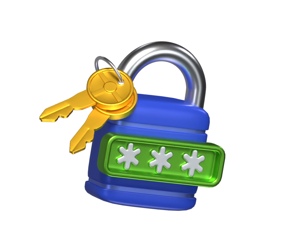 Safety Finance With Padlock Password And Keys 3D Illustration 3D Graphic