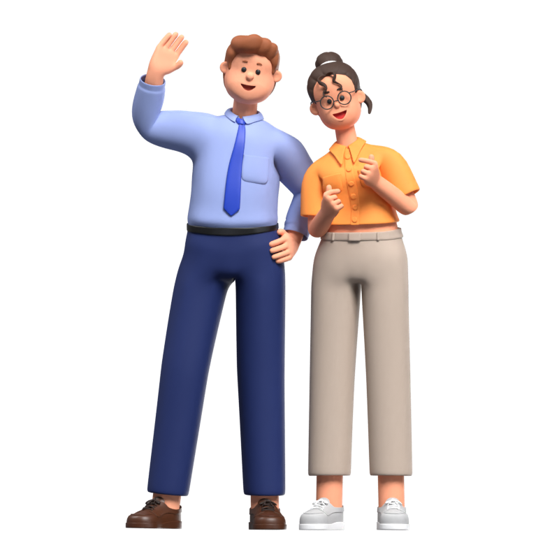 Businessman And Woman Greeting 3D Illustration