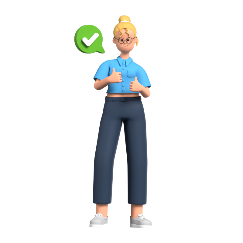 Female Employee Thumbs Up 3D Illustration 3D Graphic