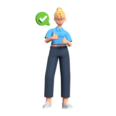 Female Employee Thumbs Up 3D Illustration 3D Graphic